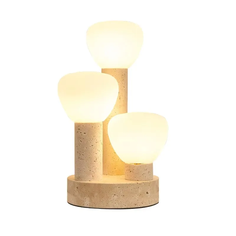 Simple stone table lamp limestone beauty, natural coffee table lamp, living room bedroom limestone lamp
