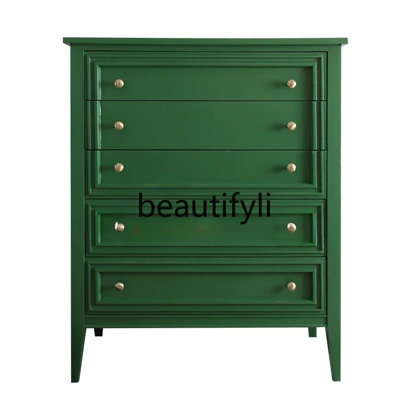 

ls 42Solid wood chest/personalized drawer locker/green neoclassical entrance cabinet