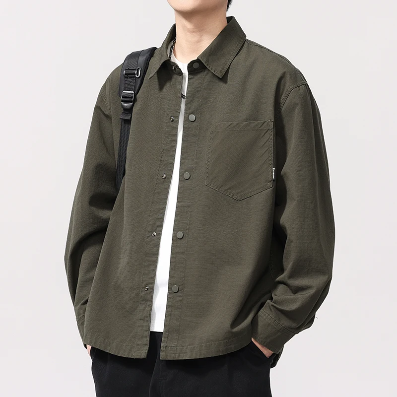 Premium Long-Sleeve Men's Shirt New Minimalist Loose-Fit Comfortable Cotton Versatile Casual Top