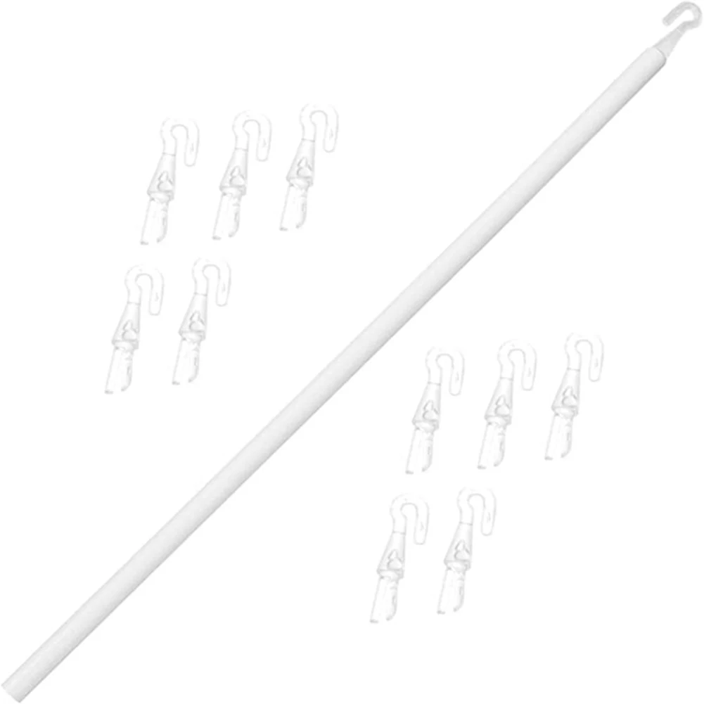 

117CM Pull Rod for Venetian Blinds with PP Turnbar Multi Stage Locking and 10 Hooks Suitable for Various Indoor Settings