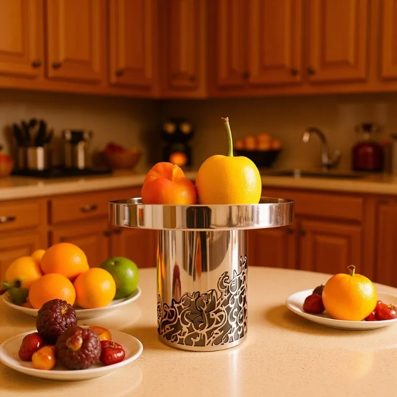 Stainless steel fruit plate hollow pattern display stand creative fruit plate high-end home accessories