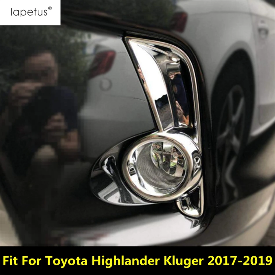 

2PCS Chrome Front Fog Lights Lamps Frame Protection Cover Trim For Toyota Highlander Kluger 2017 - 2019 ABS Accessories Exterior