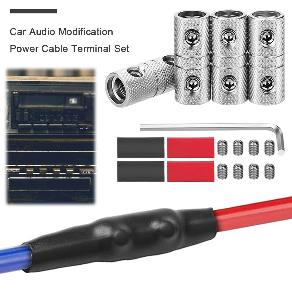 4Pcs 0 Gauge Wire Splice Connectors with Heat Shrink Tubing 0 Gauge Wire Couplers Brass Audio Car Terminal Butt Connectors