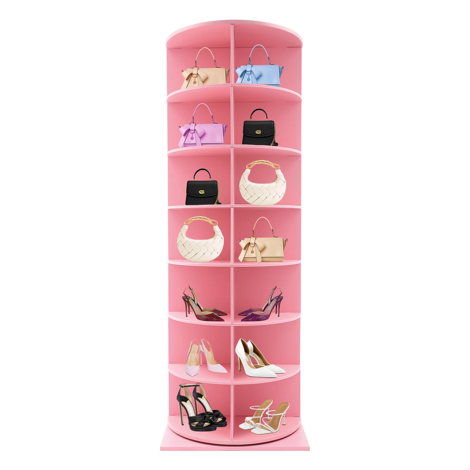 

Chic Pink Free Standing Shoe Organizer with Rotating Features for Easy Access