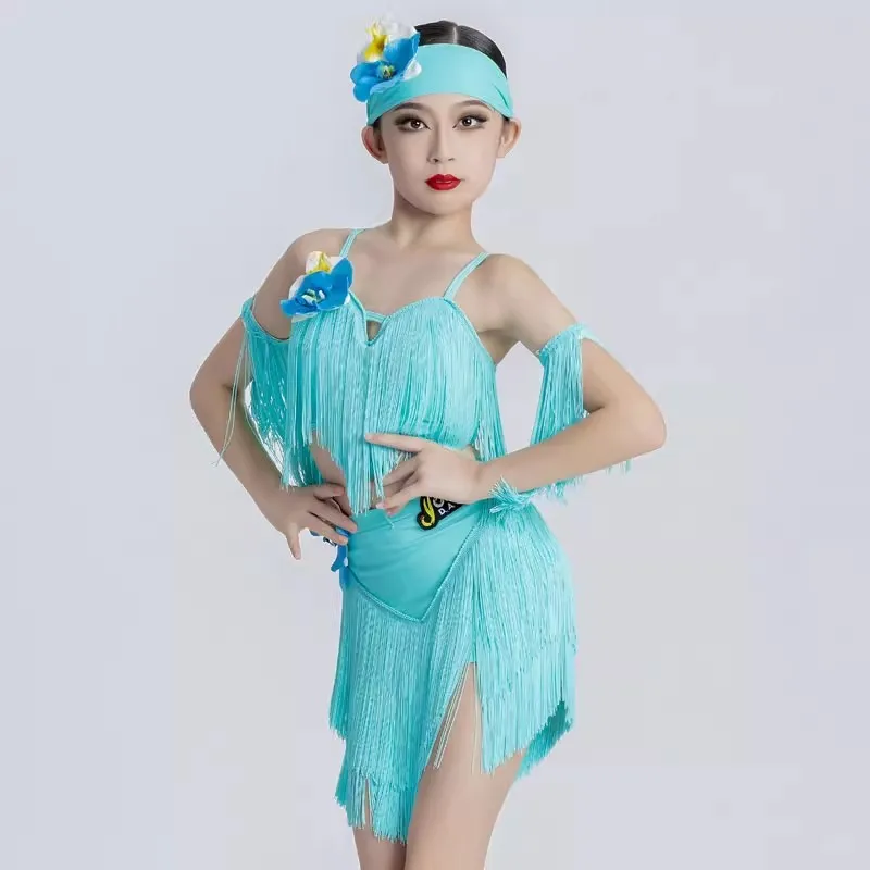 Fringe Latin Dans Jurk Meisjes Latin Dans Kleding Kids Competitie Salsa Kostuum Kind Cha Cha Rumba Ballroom Tango Jurken