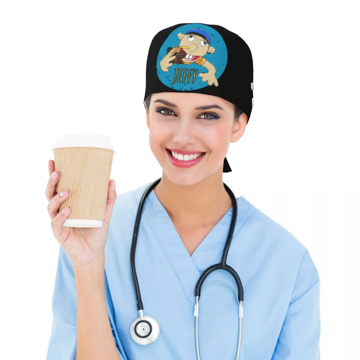 Jeffy The Puppet Hot Selling Scrub Hat Doctor Working Surgical Cap Unisex Adjustable Nursing Caps for Dentist
