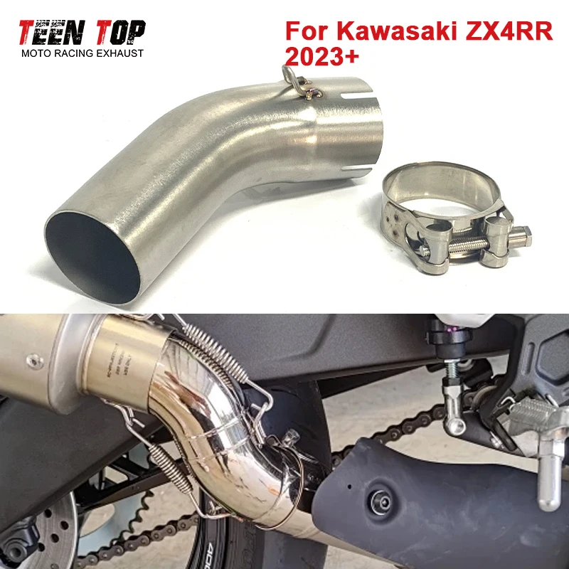 Tubo de Escape Central para Motocicleta Kawasaki ZX4RR ZX4-RR 2023+, Adaptador de Conexión Central, Silenciador Deslizante de 51 mm