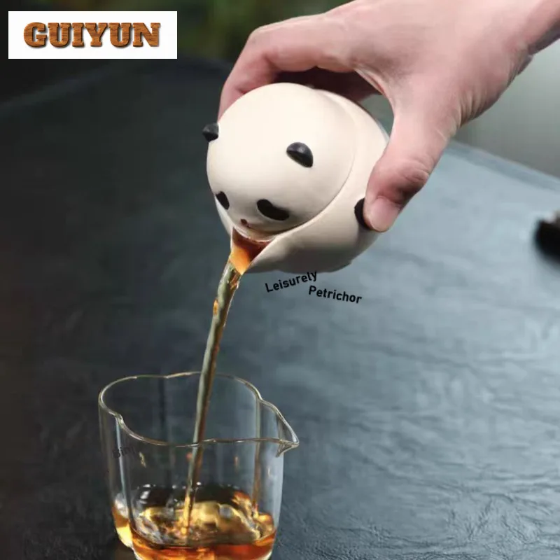 200ml Traditional Yixing Purple Clay Teapots Handmade Panda Hand Grab Pot Raw Ore Mud Tea Maker Kettle With Filter Zisha Tea Set