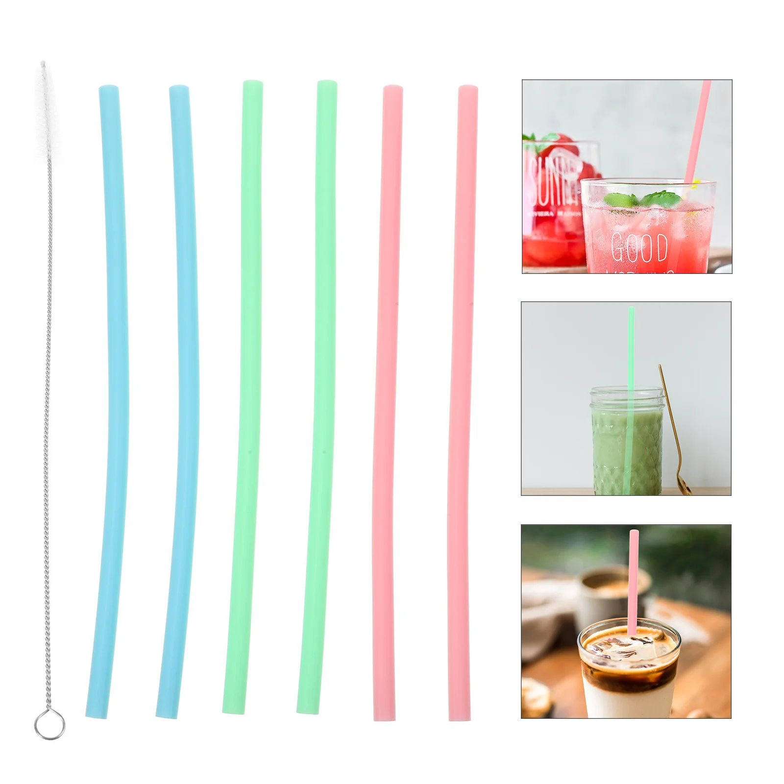 

Fluffy Reusable Tumbler Replacement Straw with Brush Palette Organizers Silica Gel Juice Straws