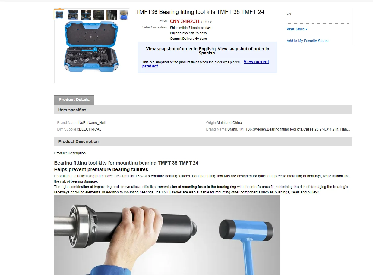 

Fitting tool kits for mounting bearing