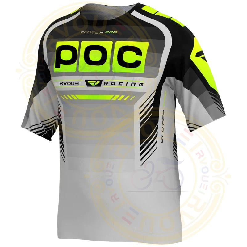 RVOUEI POC Off road Motorcycle Race Short sleeved Shirt Mountain Shirt MX Boys Motorcycle Clothing MTB Short T-shirt MTB Shirt