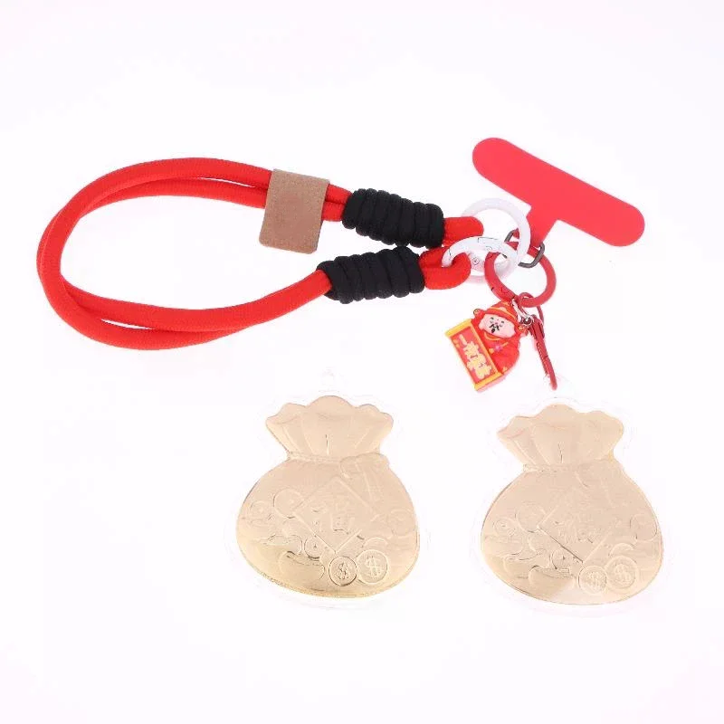 2026 الذهب اللون محظوظ فو حقيبة معلقة المفاتيح على ظهره سحر الديكور السنة الجديدة هدية الهاتف الحبل #4