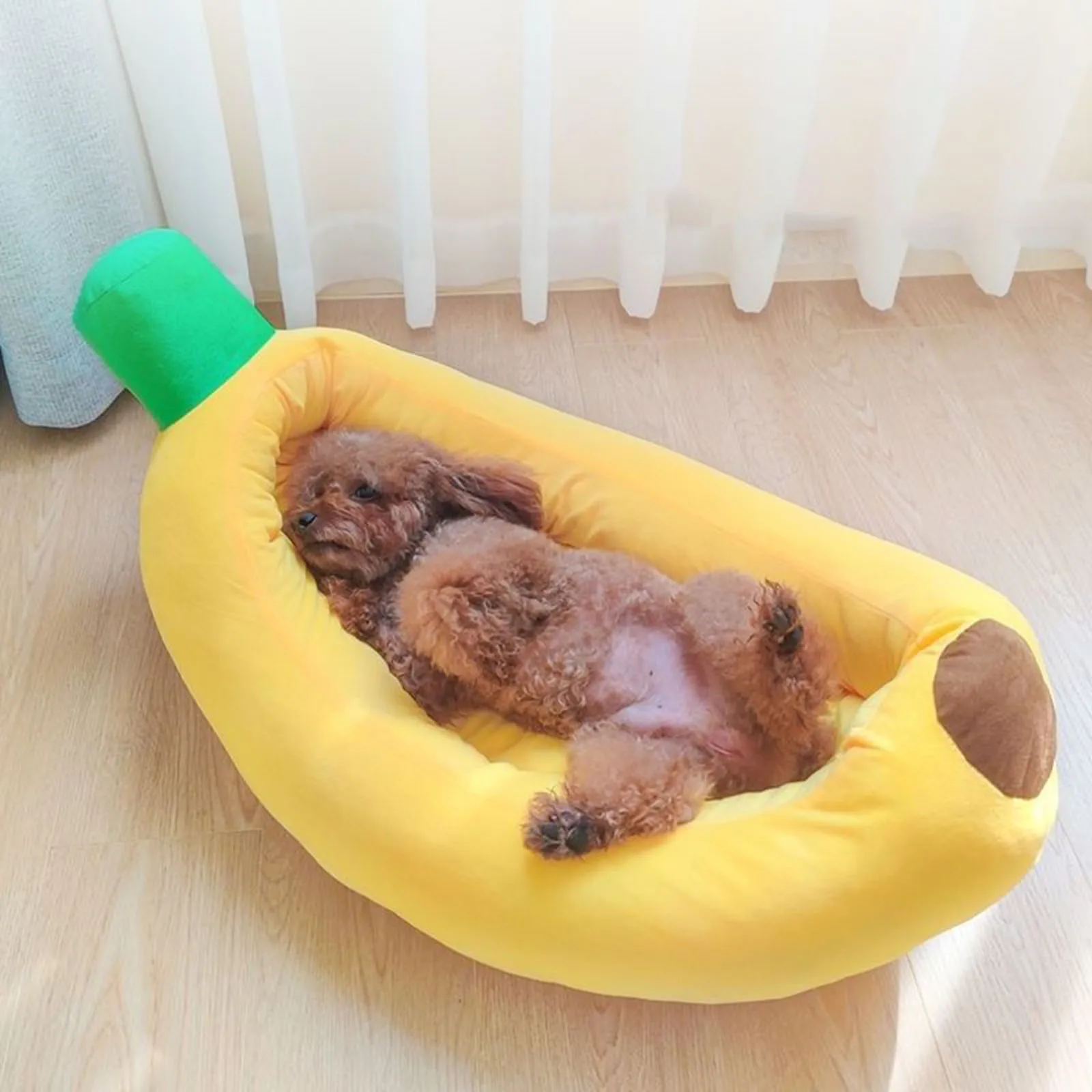 Banana Shaped Dog Bed Breathable Plush Cozy and Soft Puppy Cushion Pet Nesting Bed for Small Medium Dog Pet Supplies