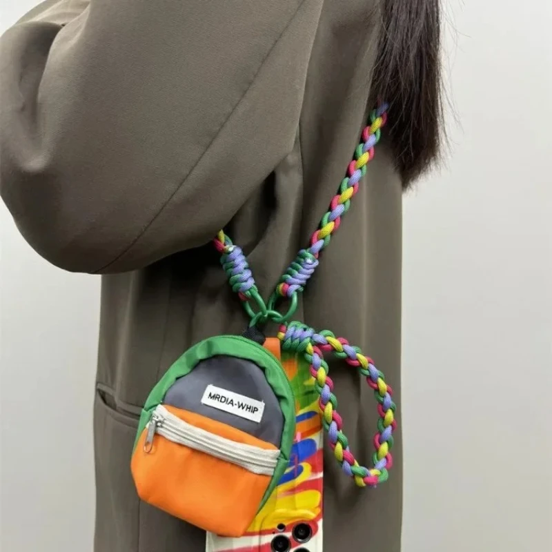 New Suitable for iPhone 15 Graffiti Phone Case 14promax Color Woven Rope 13pro Multifunctional Small Backpack 12protective Cover