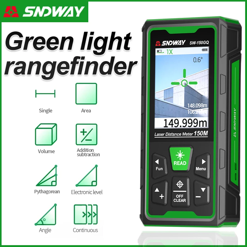 Huepar-distância Laser Medidor Régua Eletrônica Telêmetro Laser Digital Lcd Trena Metro Fita Métrica Ferramentas de Teste 120m