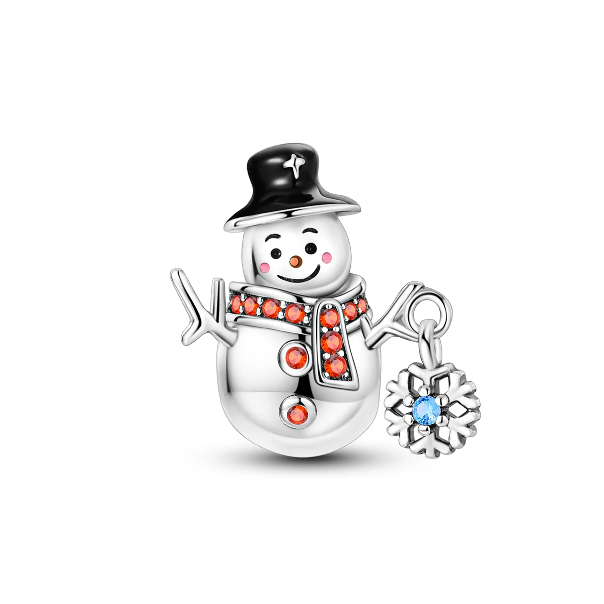 925 Sterling Silver Snowman With Snowflake Pendant Bead Charm Large Hole Bead Christmas Jewelry For Women Bracelet Gift