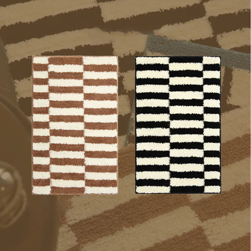 Medium Style Rug Absorbent Bathroom Mat Household Line Floor Mat Thickened Bathroom Anti-Slip Foot Mat Bedroom Door Mat Carpet