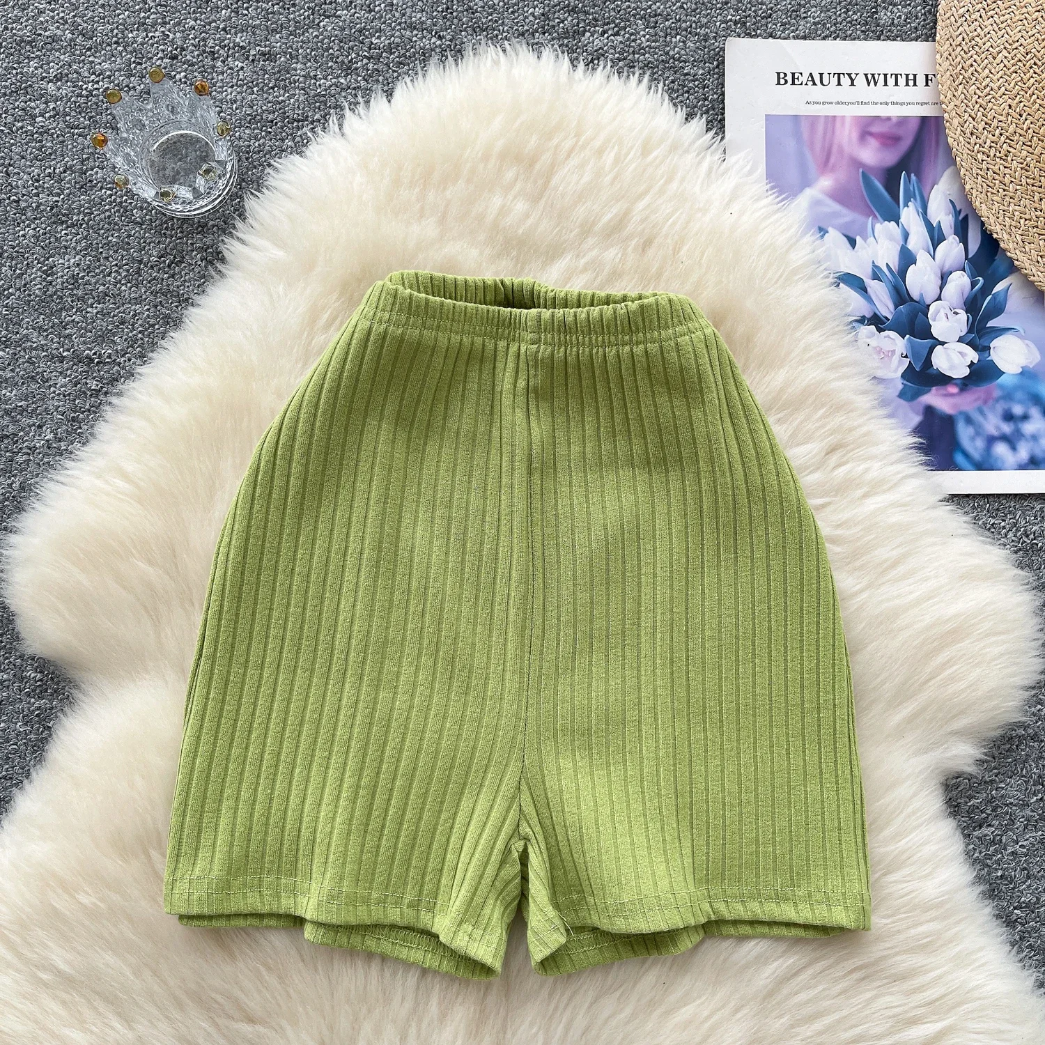 Basics Vintage Elegant High Waist Elastic Waist Chic Wide Leg Short Pants Hotsweet Streetwear High Street Women Casual Clothing