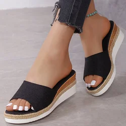 Women 39 Sandals Low Heels Wedge Shoes Summer Zapatos Mujer Peep Toe Platform Ladies Slippers Sandalias De Mujer Verano 2023