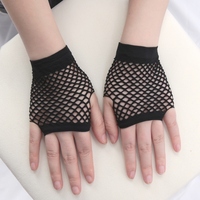1Pair Womens Black Short Fishnet Net Gloves Fingerless Mesh Gloves Disguise Punk Rock Fancy Night Club Girls Party Sexy Gloves