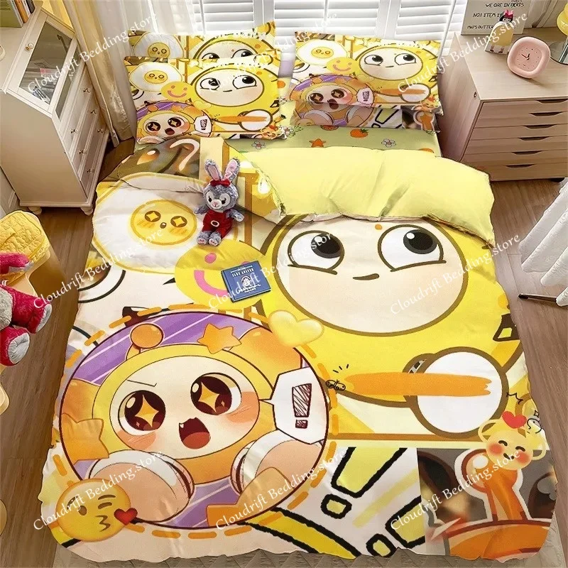 

Cartoon eggy party 3D Printed Bedding Set Game Duvet Cover Pillowcases for Girl Boy Birthday Gift