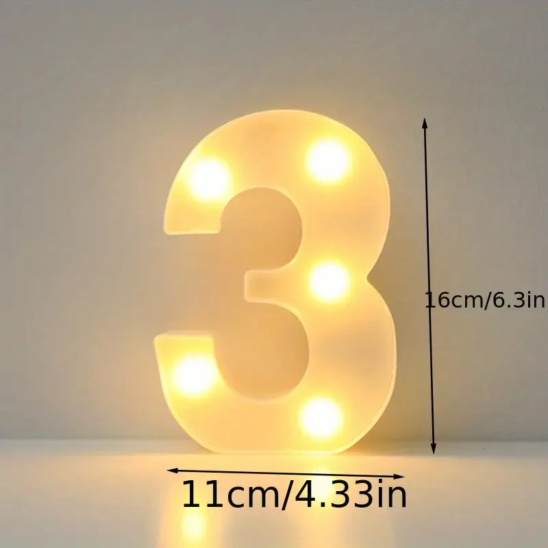 1pc 6,3 zoll Dekorative LED Lampe Weiß Kunststoff Festzelt Anzahl Licht up Zeichen Neon Für Home Hochzeit Party geburtstag Urlaub Dekor – Detail 3