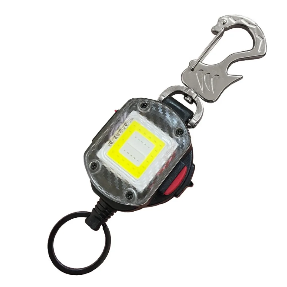 Retractable Keychain LED Flashlight 300 Lumens Work Light Camping With Key Ring Waterproof Outdoor Hiking Mini Multi Tool