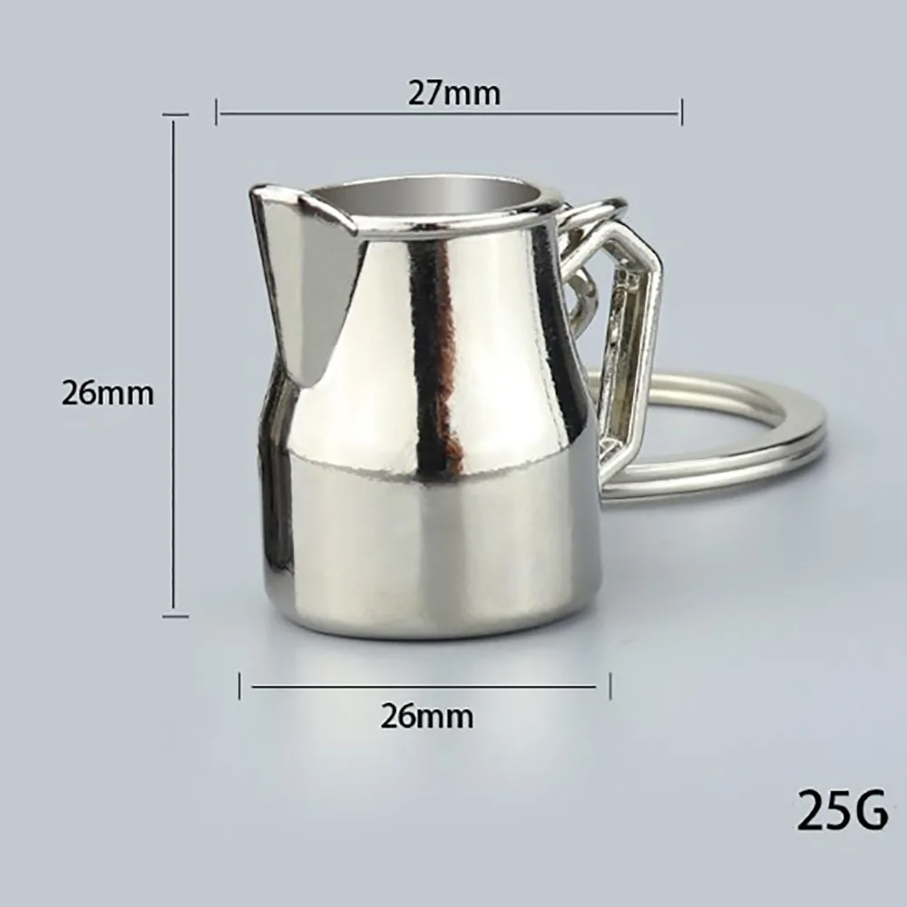Metal 3D Creative Coffee Keychain Pitcher Mini Moka Pitcher Keyring Accessories Creative Creative Barista Coffee Keychain