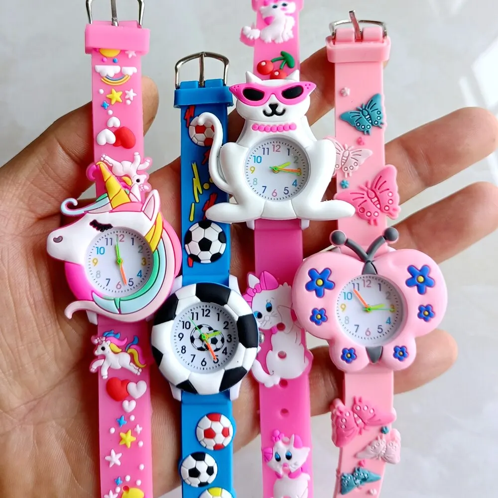 Colourful Cartoon Animals Lovely Boys Girls Kids Children's Students Birthday Party Christmas 3D Pattern Gifts Watches Clock