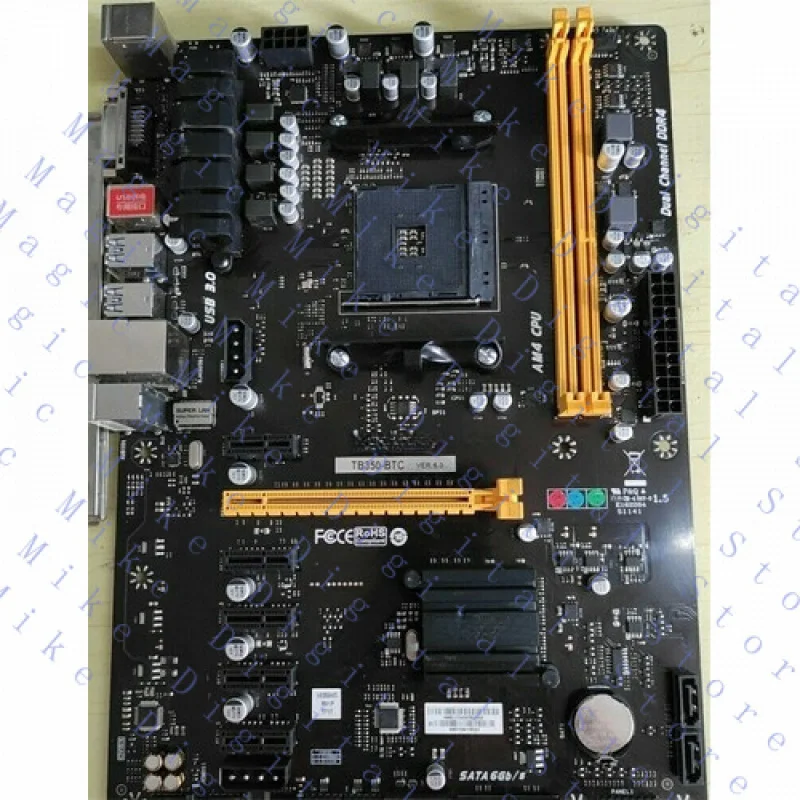 H   FOR Biostar TB350-BTC Socket AM4 DDR4 AMD B350 SATA3.0 USB3.1 DVI ATX Motherboard