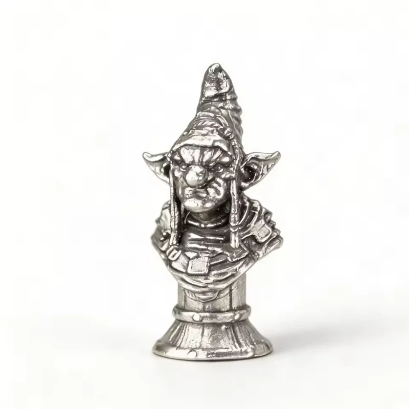 Solid Brass & Cupronickel Metal Chess Pieces, Fantasy Human Goblin Miniatures, Premium Wargame Desktop Decor Ornaments