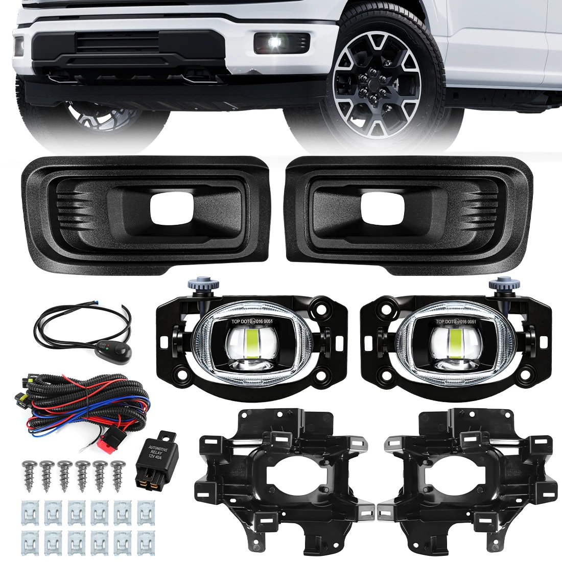 

Daytime Running Fog Light Kit For Ford F150 2024 2025 Front Bumper LED Fog Light DRL Daylight Driving Light Car Accessories 12V