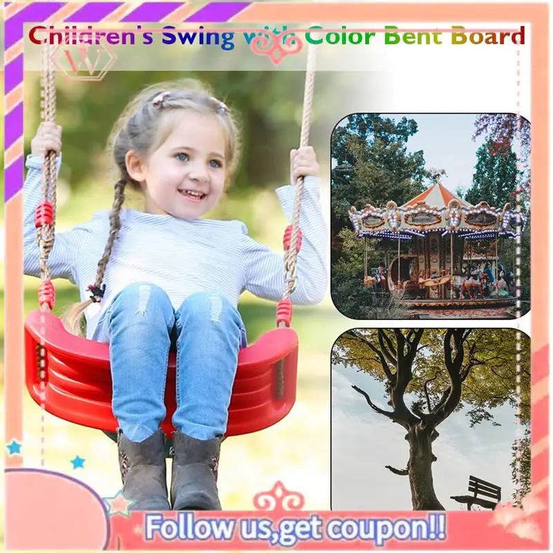 Upgraded 1 PCS Swing Seat Board Plastic Swing Set Easy Install Swing Set With Rope Red Maximum Load 86Kg For Boys Girls Outdoor