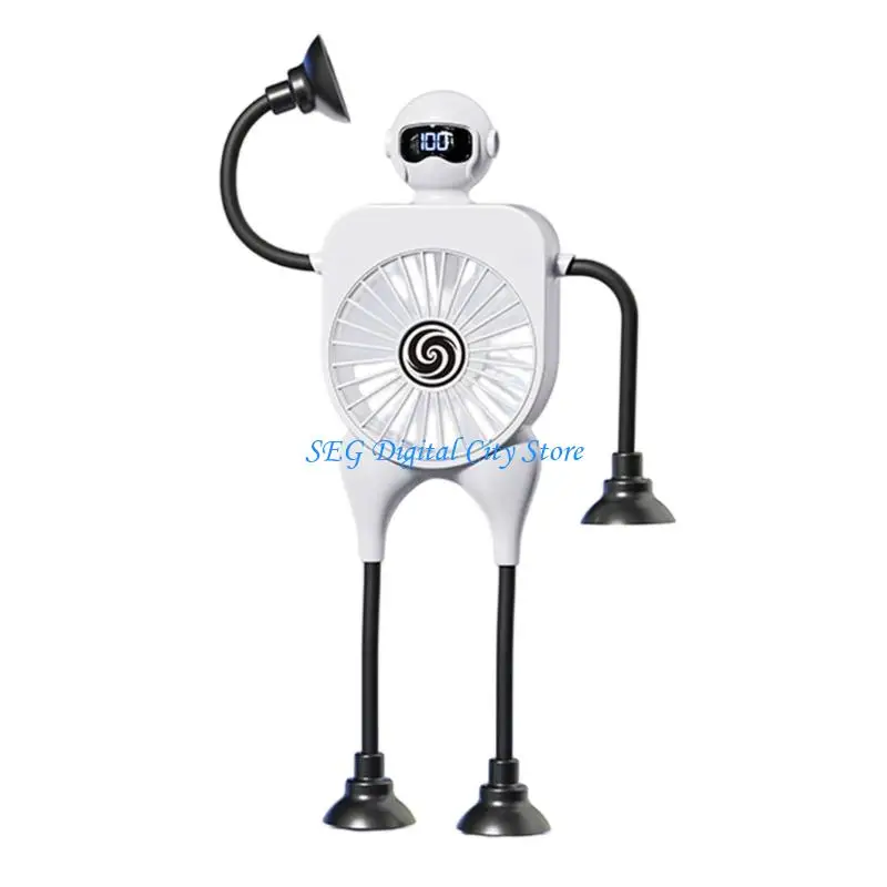 U75B Desk Fan with 100 Speed Strong Air Rechargeable Creative Fan Flexible Bendable 4 Legs Silicone Suction Cup for Bedroom