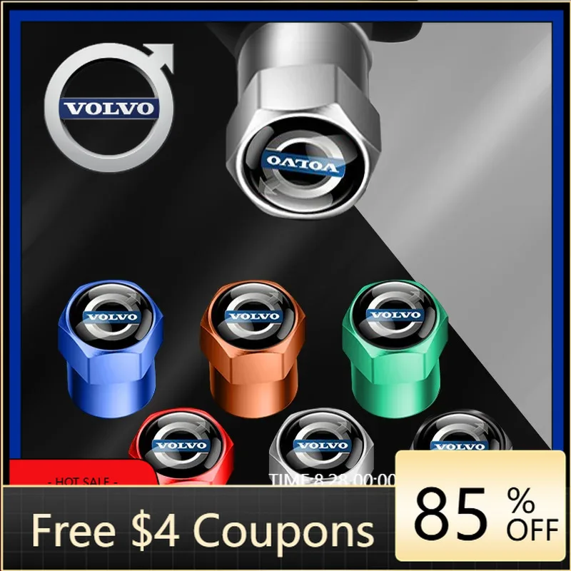 

Styling Mouldings 4pcs Car Badges Wheel Tire Valve Stem Caps Covers Auto Accessories For Volvo R design xc60 v60 s60 v40 v50 s40