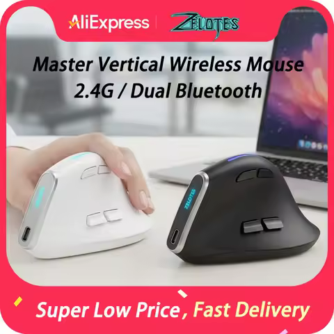 ZELOTES F36 Vertical Wireless Mouse Bluetooth Mouse 8 key Rechargeable Programmable Gaming Mouse 2.4G 2400DPI for Laptop PC