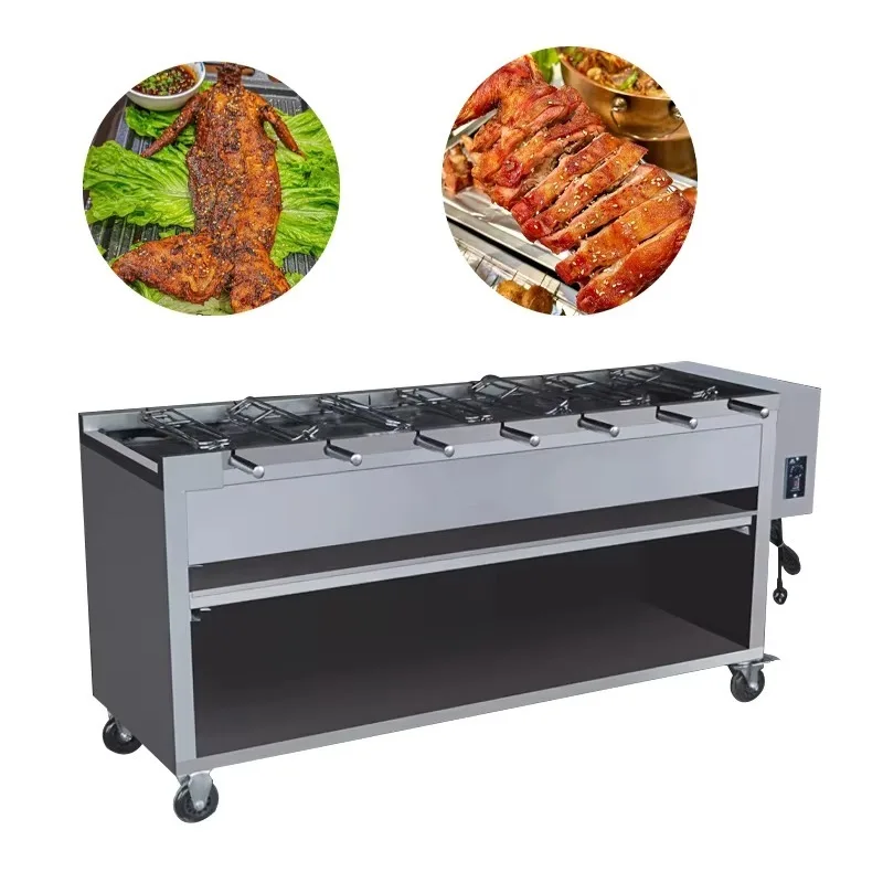 Commercial Charcoal Grill with Rotisserie for Burger Cooking