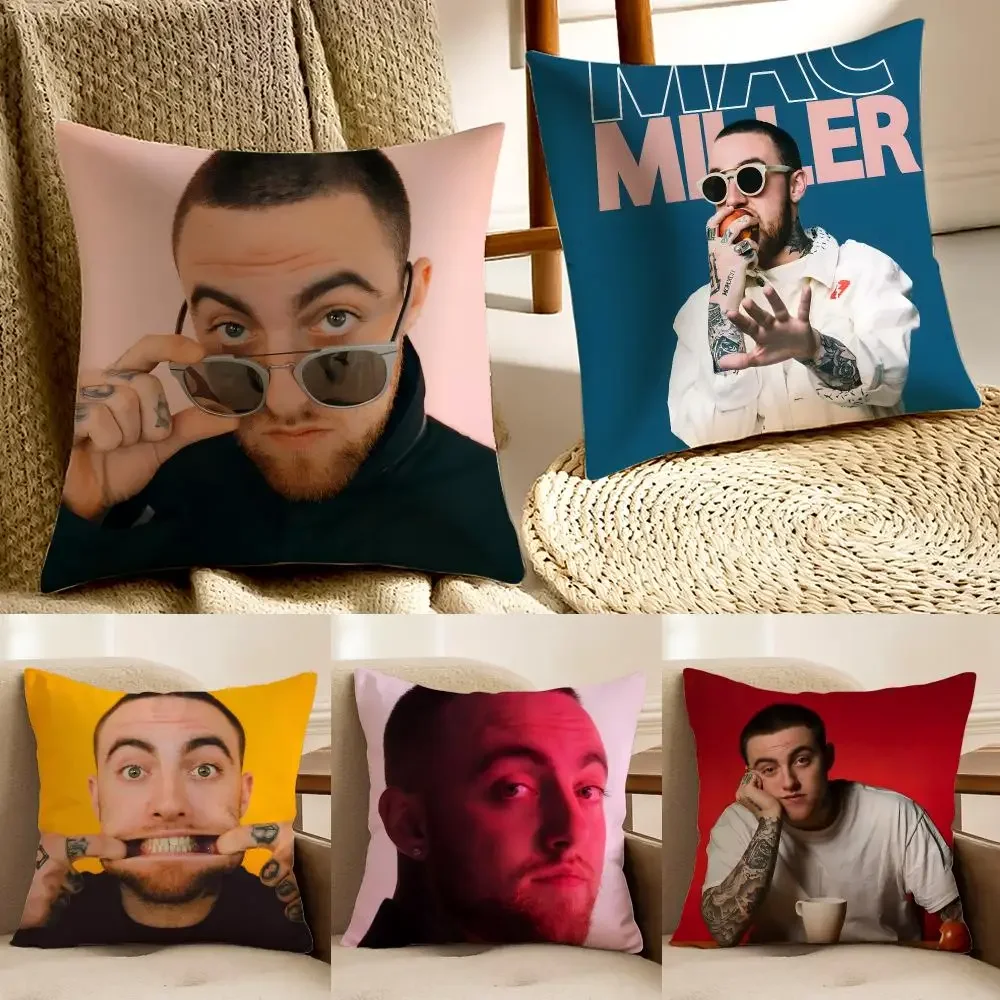 Melancholic Singer M-Mac Miller Cushion Cover Faux fur decorative Dark academia style Cat scratching post Rustic pillow cover