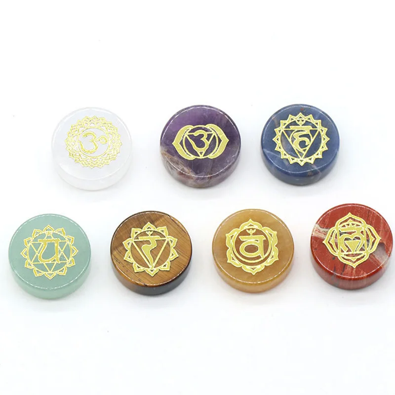 7 Chakra-Heilkristalle Edelsteine Reiki-Symbol Polierter Taschen-Handstein zur Stresslinderung, Ausgleich, Meditation, Dekoration und als Geschenk – Detail 3