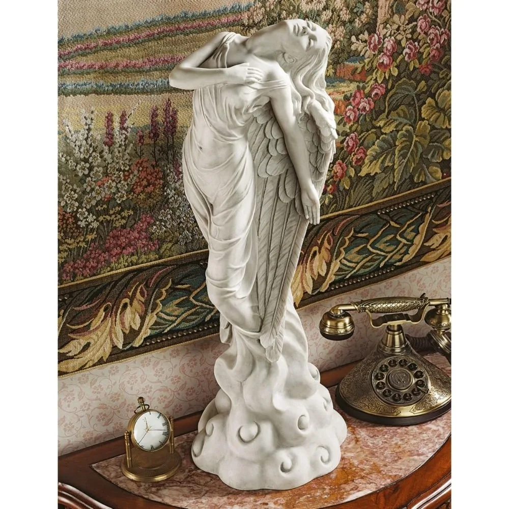 

Ascension Angel Garden Statue, Gothic Victorian Decoration, Medium, Antique Stone