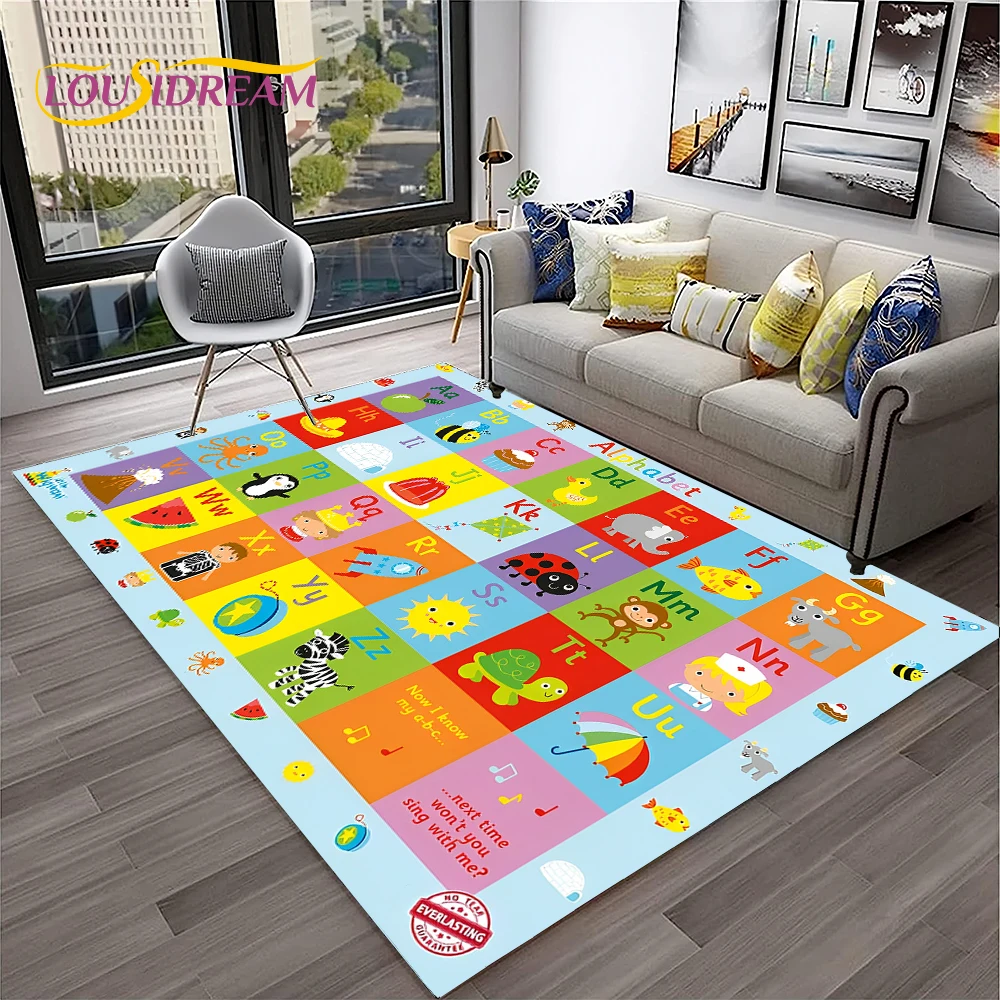 

Alphabet ABC Early Education Cartoon Children Crawling Carpet Rug for Bedroom Living Room Sofa Decoration,Large Decor Floor Mat