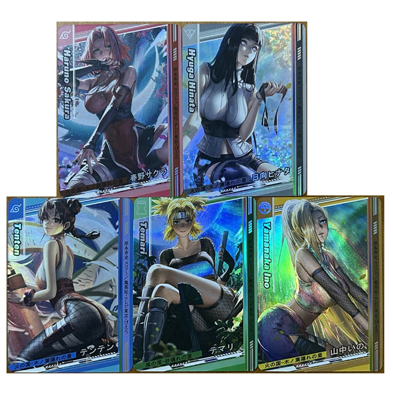 

5pcs/set NARUTO Hyuga Hinata Haruno Sakura DIY self-made Color Flash Card ACG Anime Game Collection Card Gift Toy 63*88mm