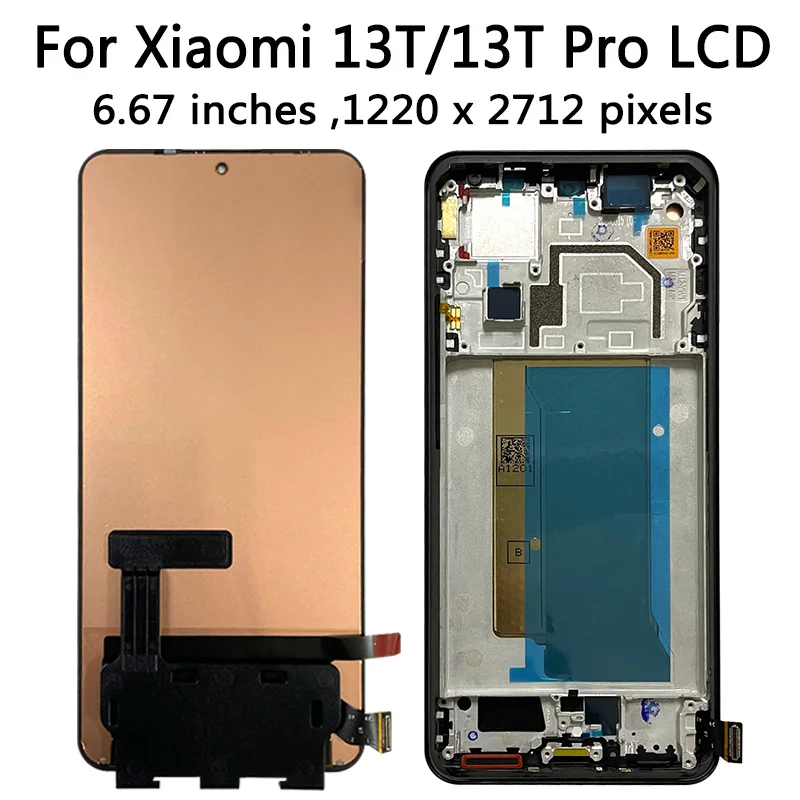 6.67“AMOLED 144Hz For Xiaomi 13T LCD 2306EPN60G Display Touch Screen Digitizer Assembly For Mi 13T Pro 23078PND5G Display Frame