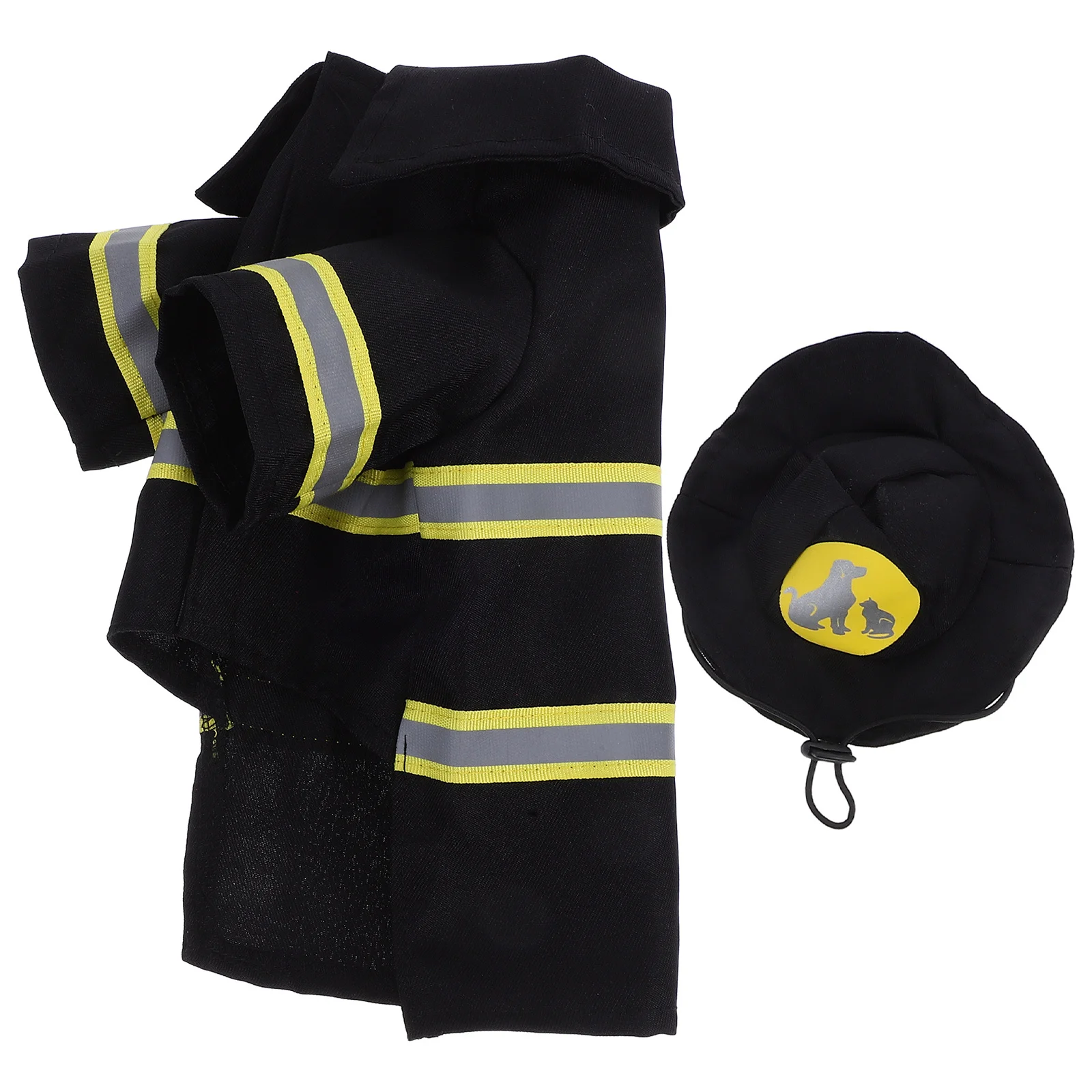 

Small Dog Clothes Party Dressing up Pet Black Fireman Coat Costumes for Large Dogs