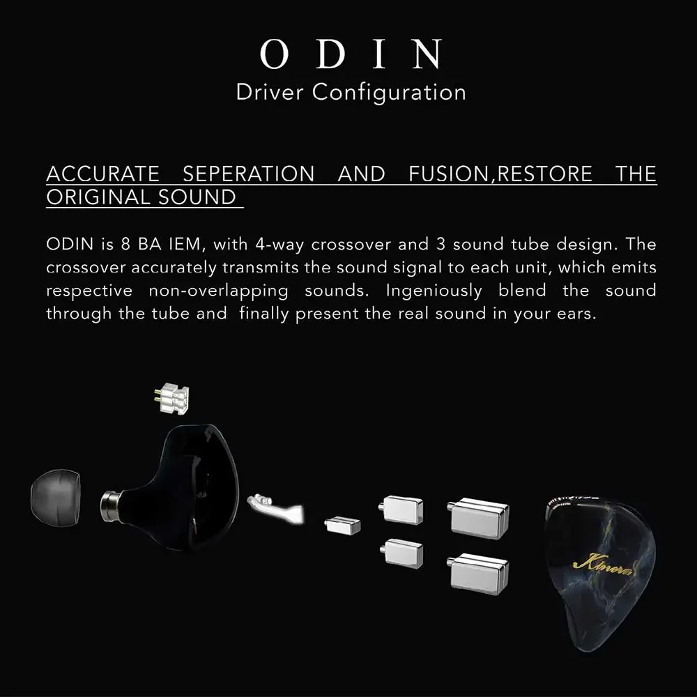 Kinera Imperial Odin 2.0 8BA HiFi In-ear IEM Earphone With 8 Cores 6N OCC Cable 4.4mm Termination Plug Earbuds Music Headphone