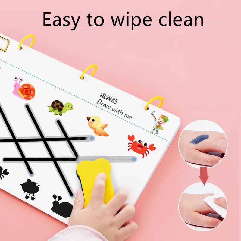 Hand Children Drawing Tablet Pen Control Training Montessori Toys Educational Math Toys for Boy Girl Shape Math Match Game Book