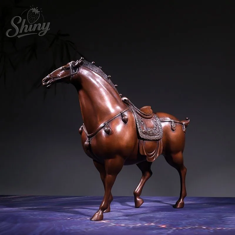 Tang Dynasty-style War Horse: Success At First Try Zodiac Animal Bronze Artifact Tang Horse Decorative Gift Craft
