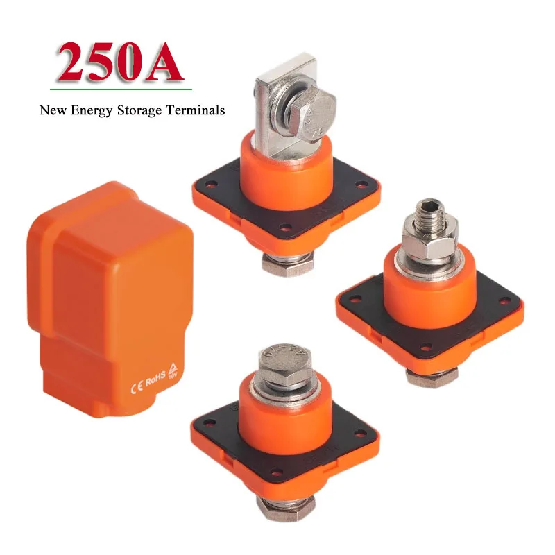 250A Square Lithium Battery Copper Terminal Block New Energy Storage Connector Plug Through Wall High Current Terminal Post