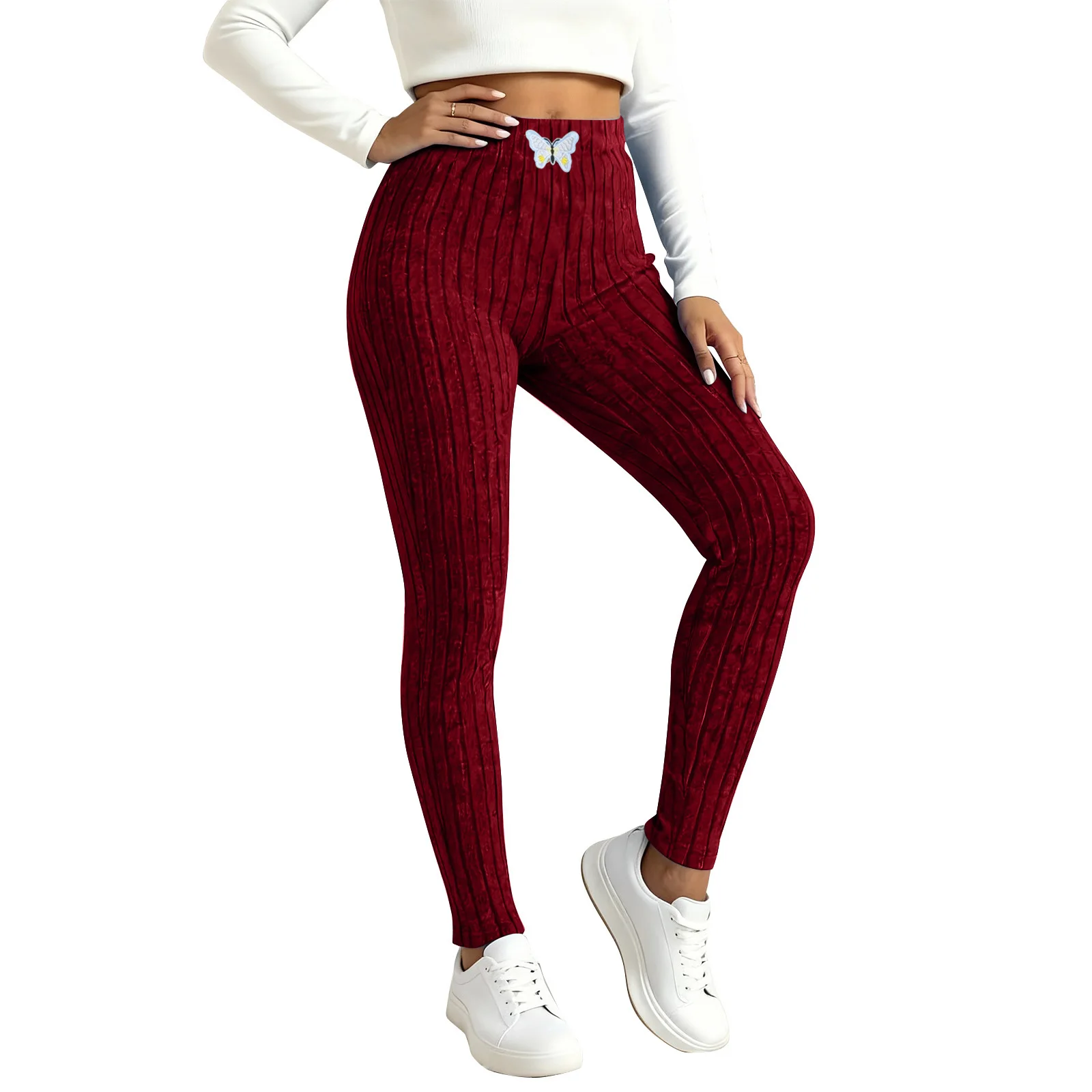 سراويل يوجا رياضية بدون خياطة للنساء سراويل يوجا متماسكة ملابس خروج غير رسمية عالية الخصر مستقيمة وناعمة للنساء Skoarni #4