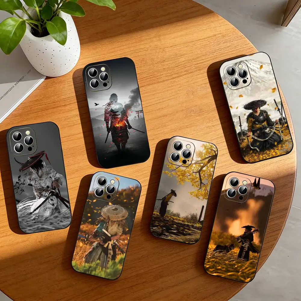 

G-Ghost Of Yotei Game Phone Case For iPhone 17,16,15,14,13,12,11 Plus,Pro Max,XS,Soft Silicone Black Cover